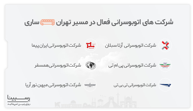 بلیط اتوبوس تهران به ساری