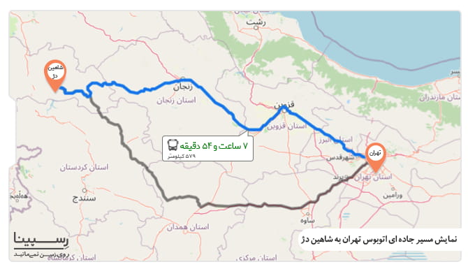 مسیر جاده ای تهران شاهین دژ مسیر جاده ای تهران شاهین دژ