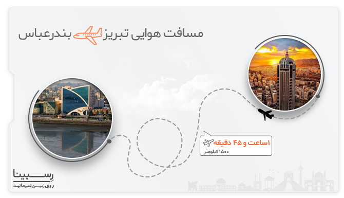 مسافت هوایی مسیر پرواز تبریز بندرعباس